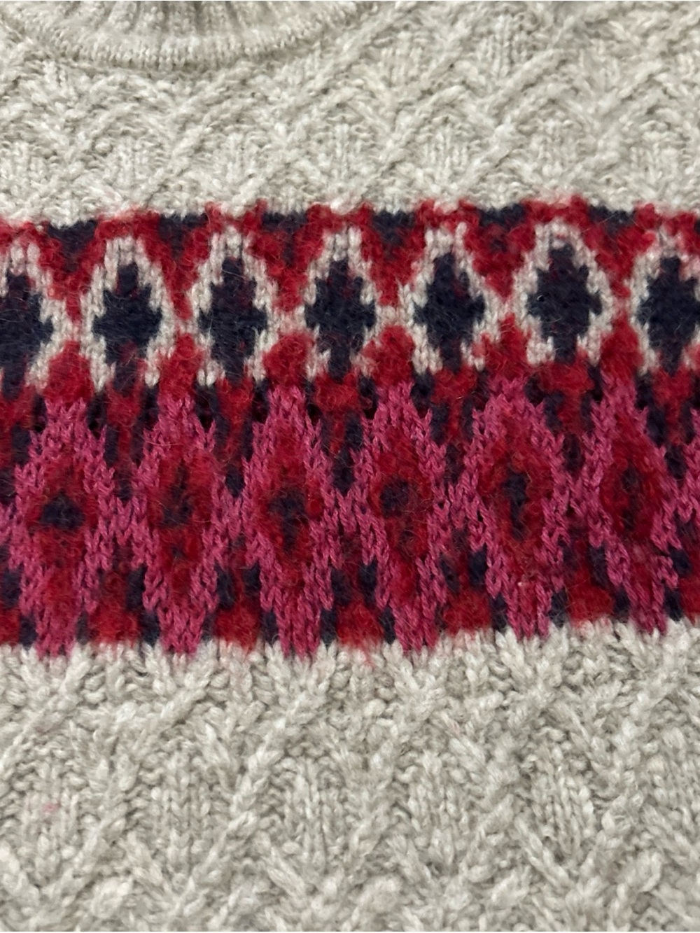 Faherty Alpaca Wool Fair Isle Mock Neck Sweater Womens Large Tan Red Excellent - Picture 11 of 11